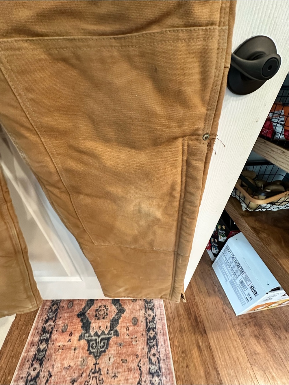 Carhartt quilted Canvas Coveralls with Dark Brown Straps 34x30 - Picture 4 of 11